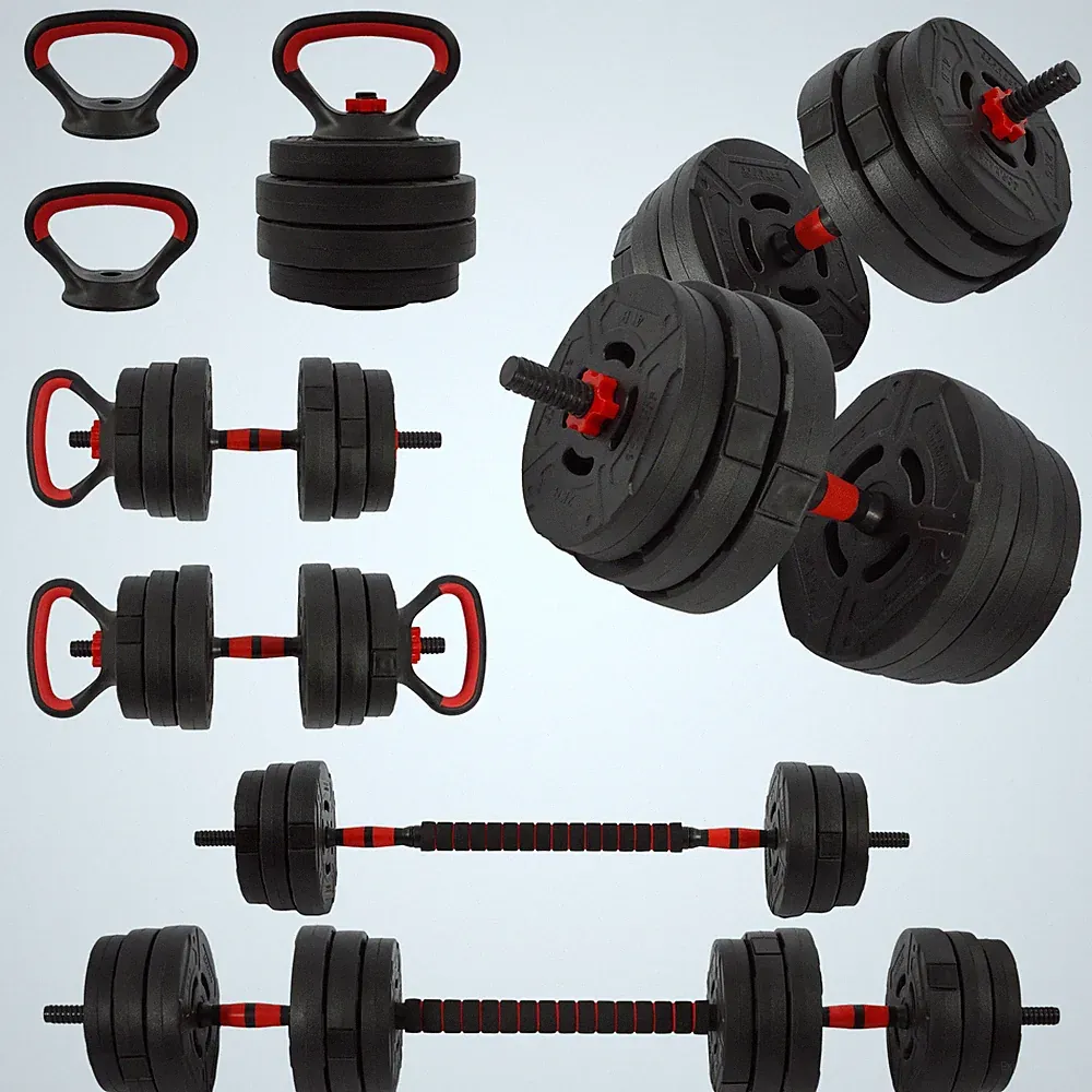 60LB 4-In-1 Portable Changeable Dumbbell, Barbell, and Kettlebell Set with Adjus