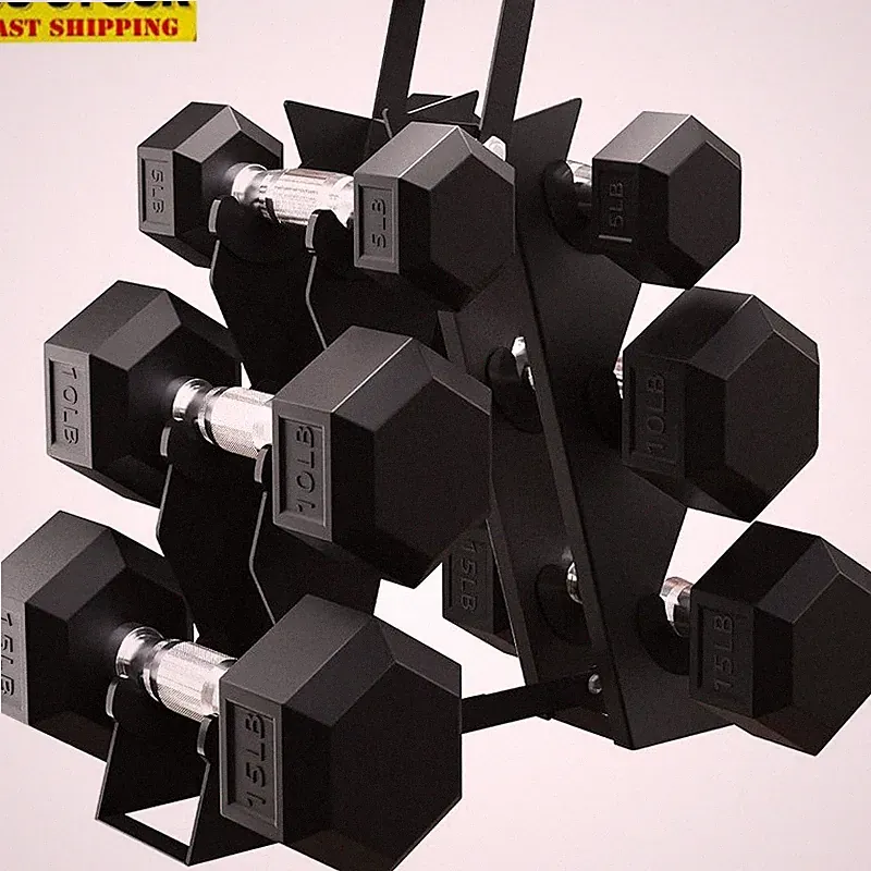 60LB Rubber-Coated Dumbbell Set W/ Ergonomic Handles Hexagon No-Roll Weights New