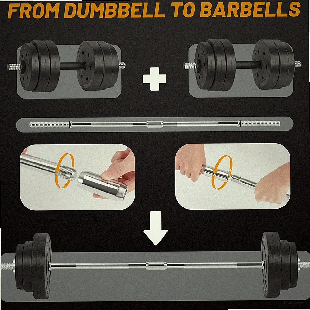 66LB 2 in Olympic Adjustable Weight Set Straight Bar as Barbell Black