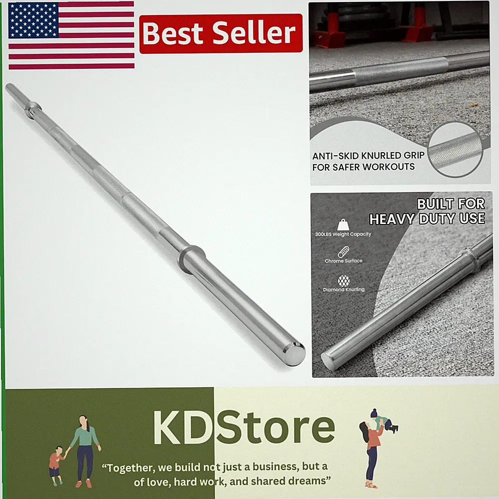 6FT Chrome Weightlifting Barbell - Ideal for Squats, Deadlifts, and More
