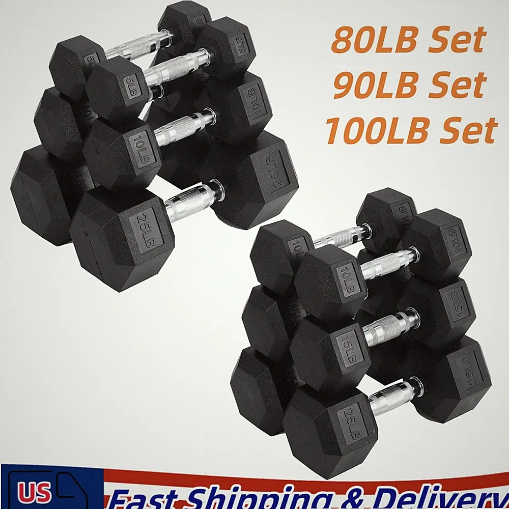 6PCS 5-25 LB Dumbbell Weight Set Hand Weights for Home Gym