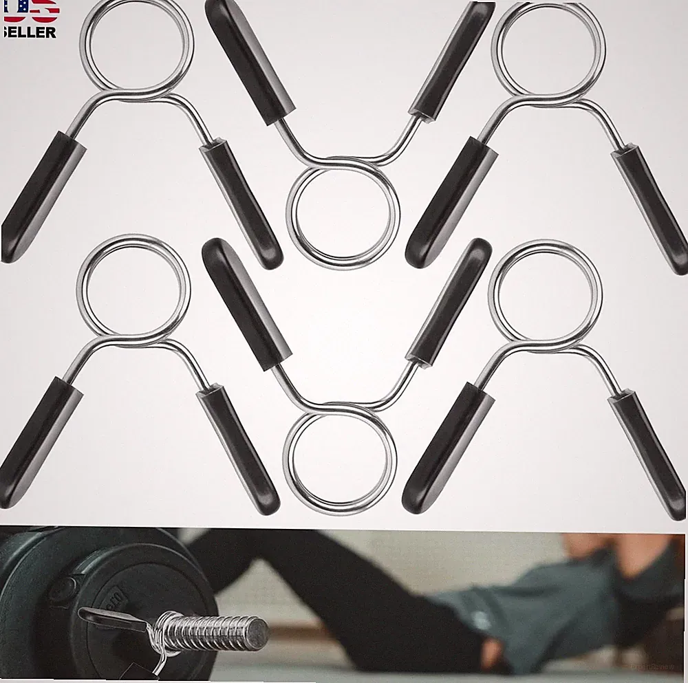 6Pcs Spring Clip Collars Weight Dumbbell Handles for Standard 1-inch Bars Pair