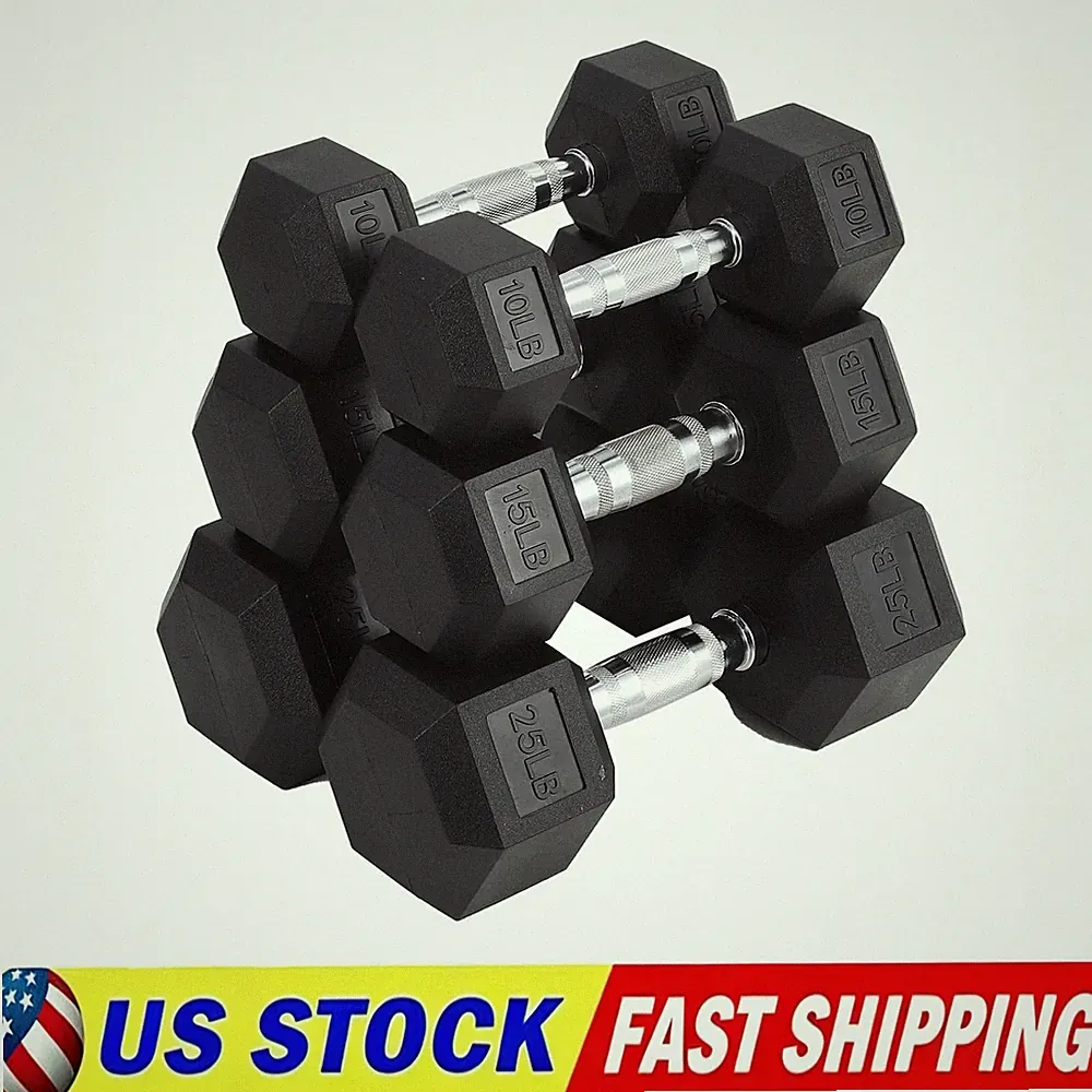 70/80/90/100 LBS Hex Dumbbell Hand Weights Dumbbells Pair Strength Training
