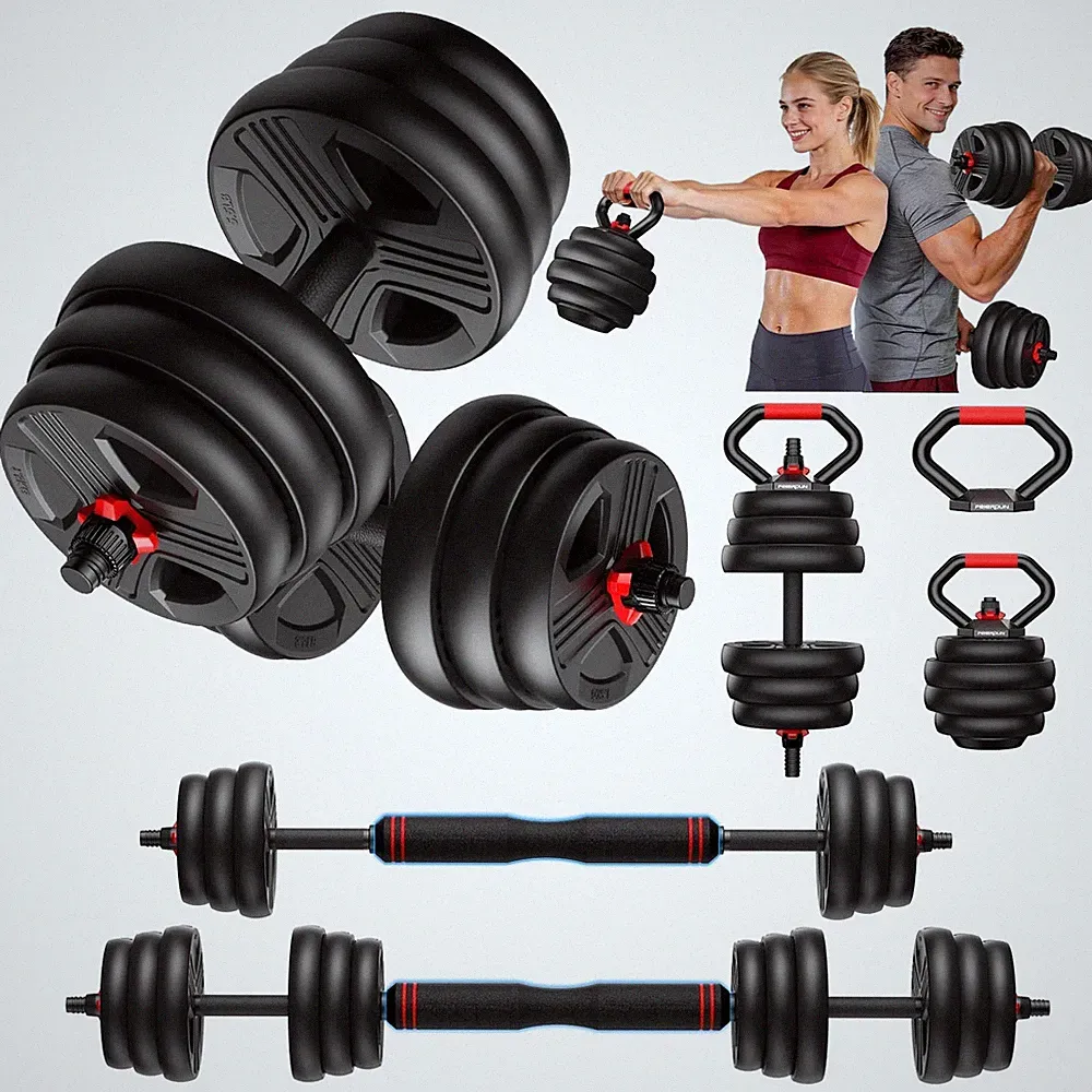 70Lbs Free Weight Set with Connector, 5 In1 Dumbbells Set Used as Barbell, Kettl