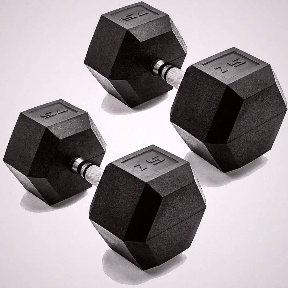 75 LB Coated Hex Dumbbell Hand Weight - Pair | Chrome Handle