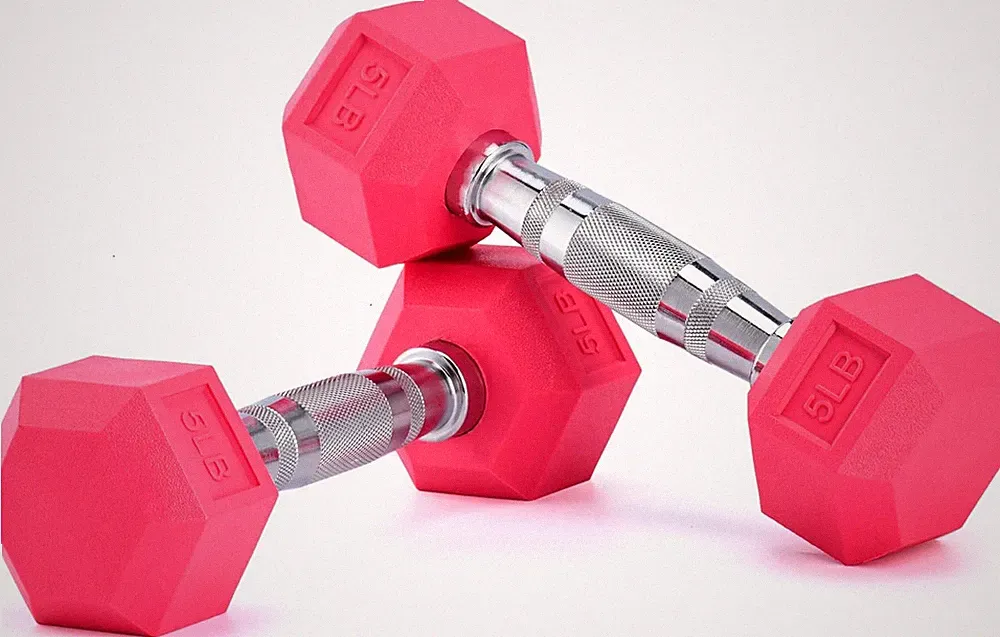 8 Colors Options Compatible with Set of 2 Rubber Dumbbell Weight, 5-50 LB, Anti