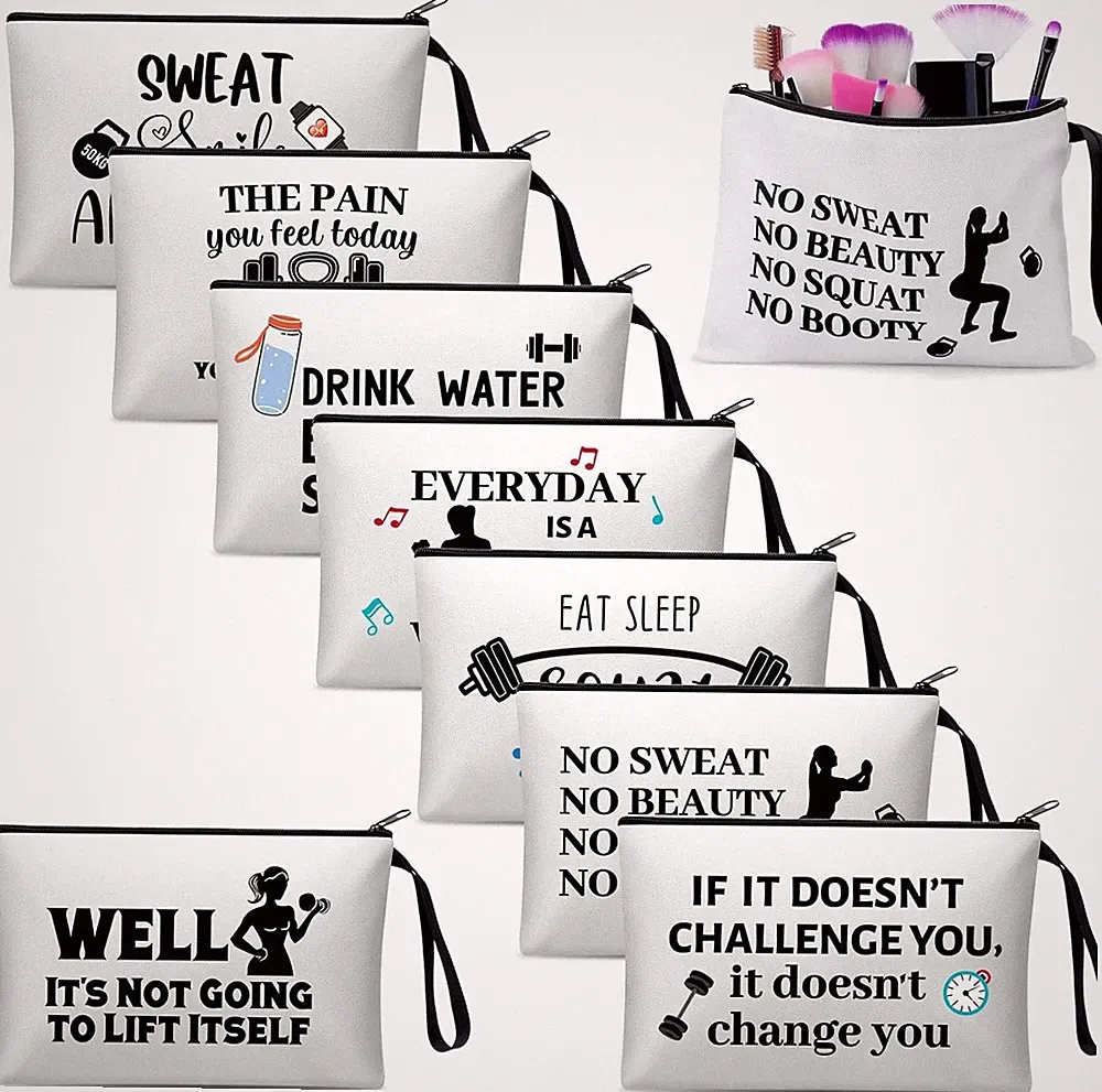 8 Pcs Workout Cosmetic Bags Workout Gifts Funny Sports Lover Gym Gifts Gym Fitne