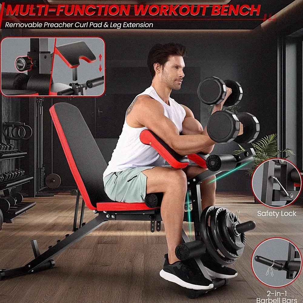 800LB Foldable Dumbbell Bench Weight Training Fitness Incline Adjustable Workout