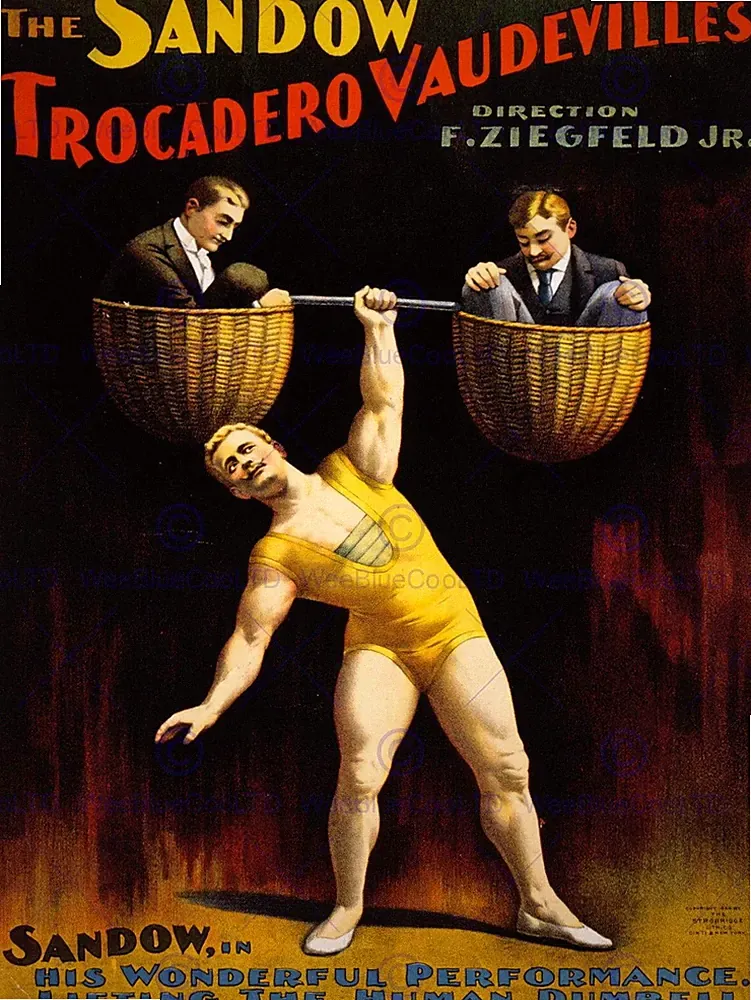 86057 CIRCUS VAUDEVILLE SANDOW STRONG MAN DUMBELL Decor Wall Print Poster