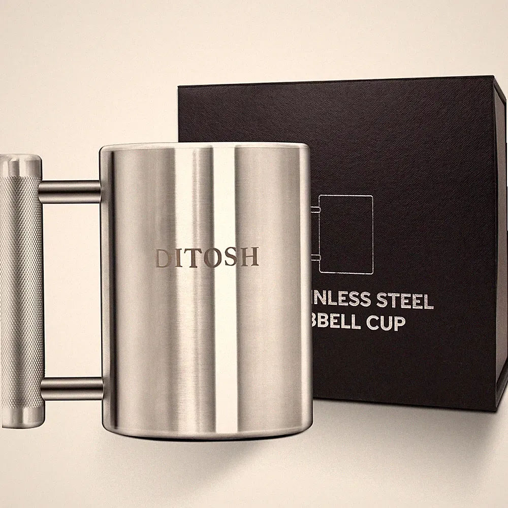 8kg 17.6lb Heavy Coffee Mug Challenge 304 Stainless Steel Dumbbell Cups Silve...