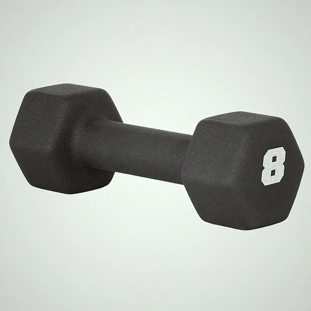 8lb Neoprene Dumbbell, Black, Single