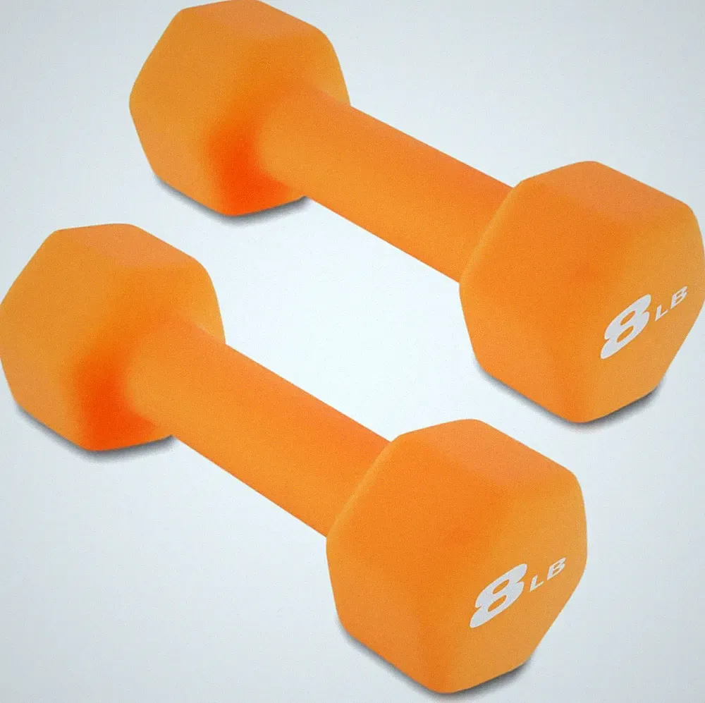 8LB Set of 2 Hex Dumbbells Rubber Coated Cast Iron Hex Black Dumbbell Free Weigh