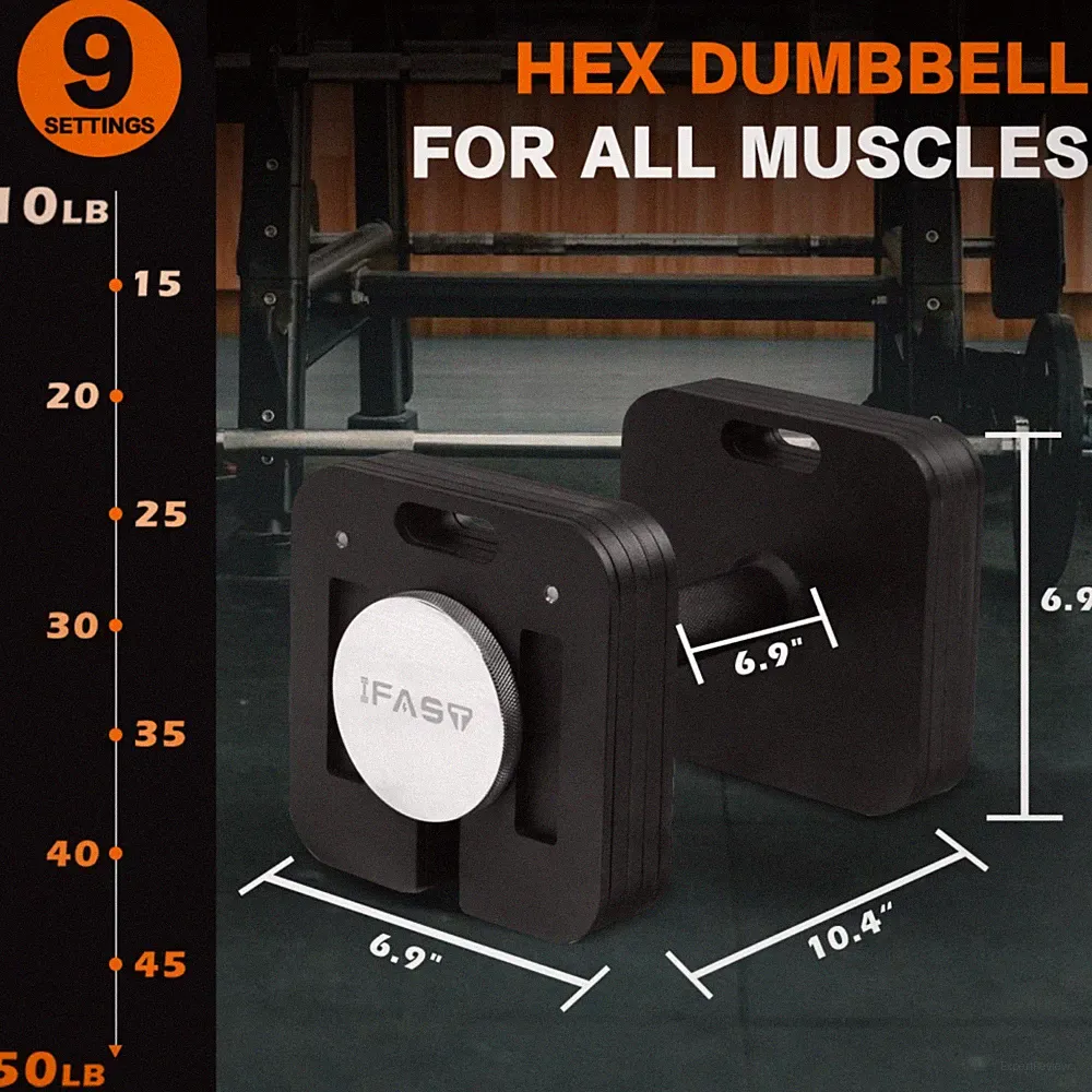 9 in 1 Adjustable Square Dumbbell Set 2x50lb Quick-Lock Free Weights