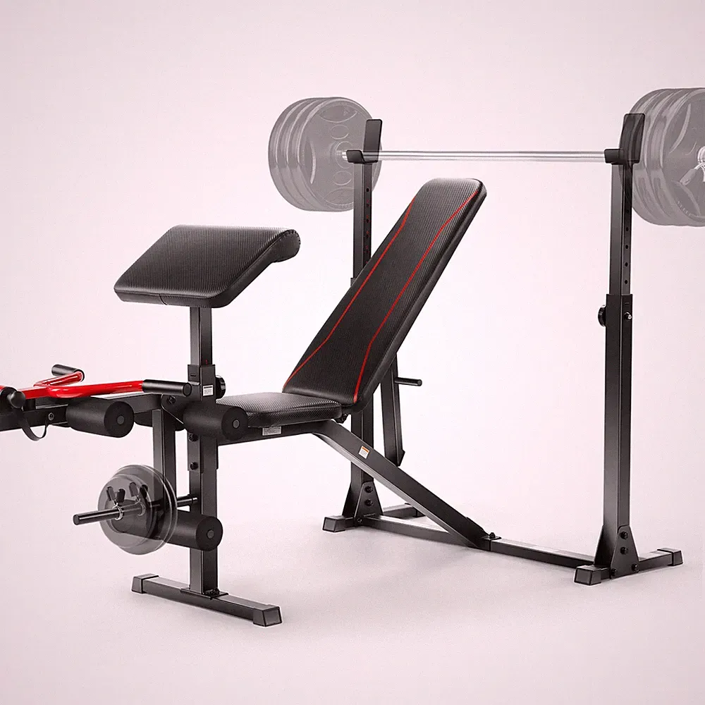 900lb Heavy Duty Adjustable Olympic Weight Bench Set w/Barbell Rack for Home Gym