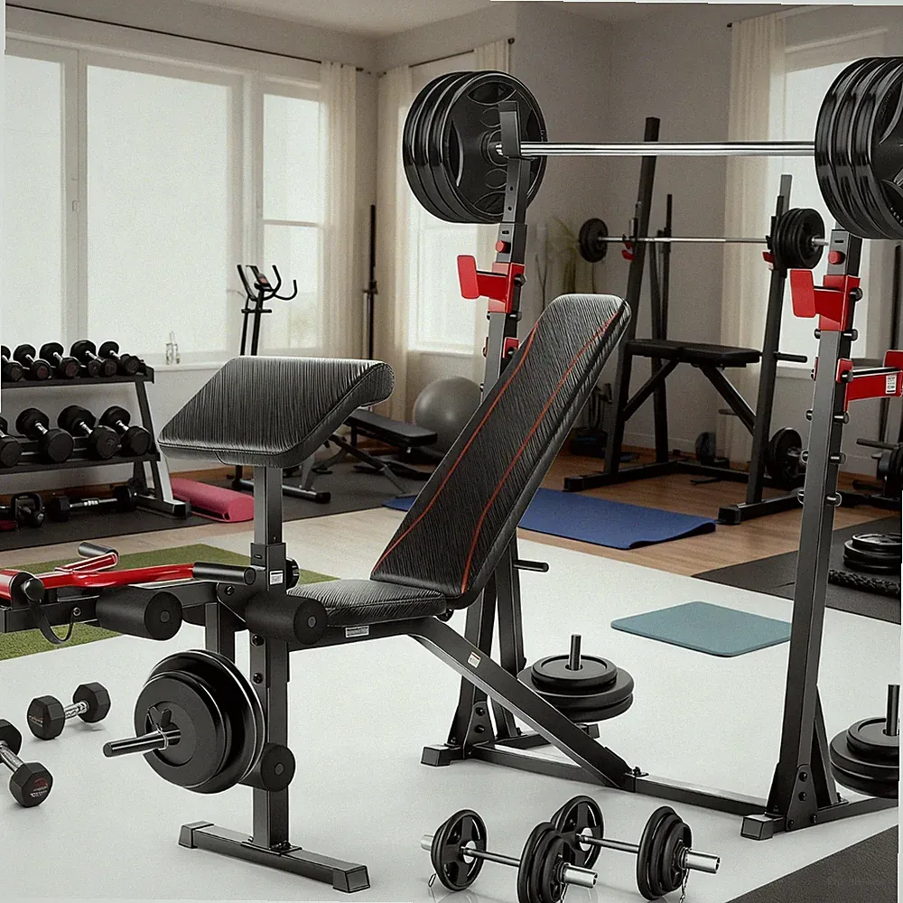 900LBS 7-in-1 Weight Bench with Squat Rack Preacher Curl for Home Gym Full Body