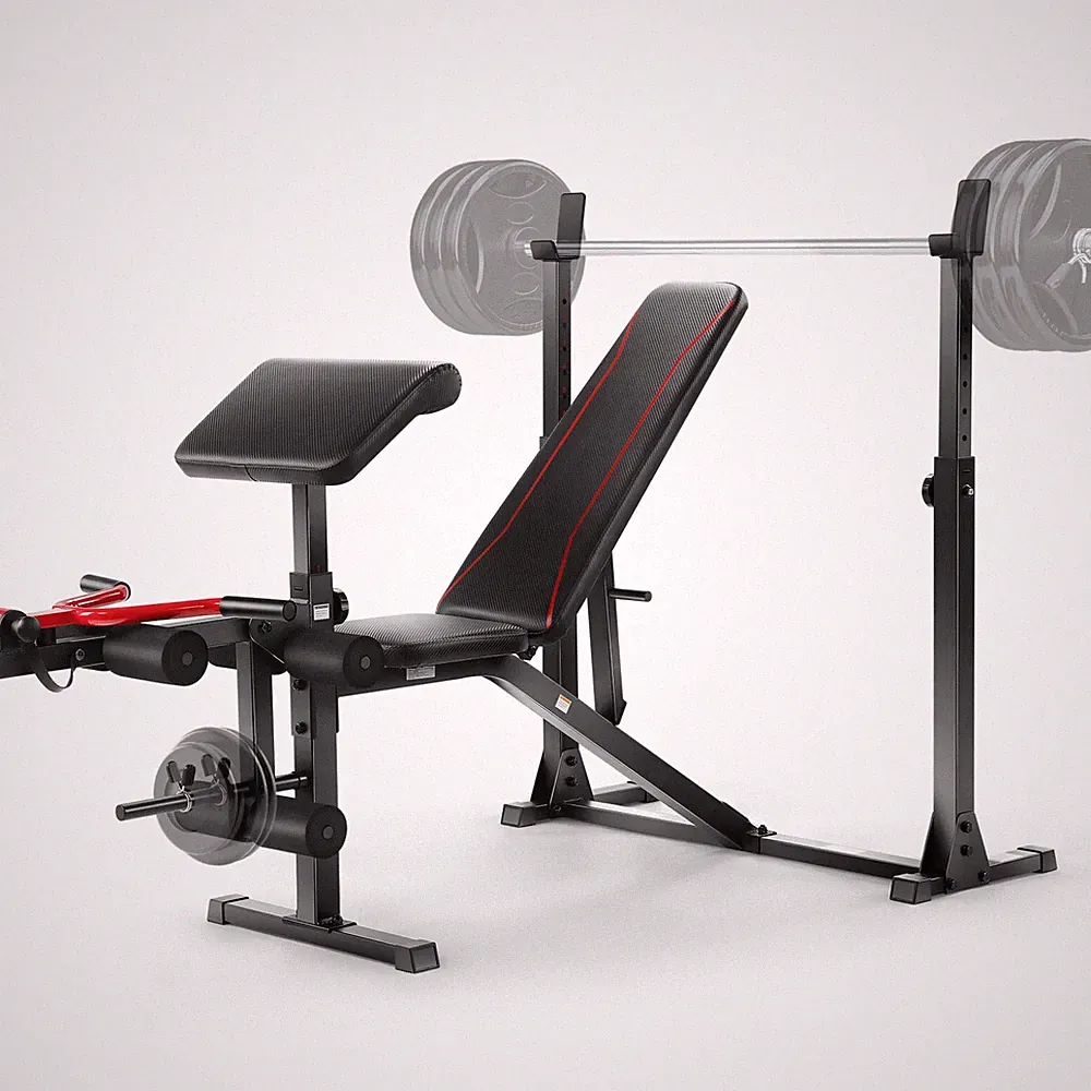 900LBS Adjustable Olympic Weight Bench Set w/Squat Rack Leg Extension @Full Body