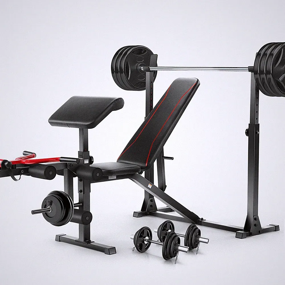 900LBS Adjustable Olympic Weight Bench Set with Squat Rack Full-Body Workout^^🔥