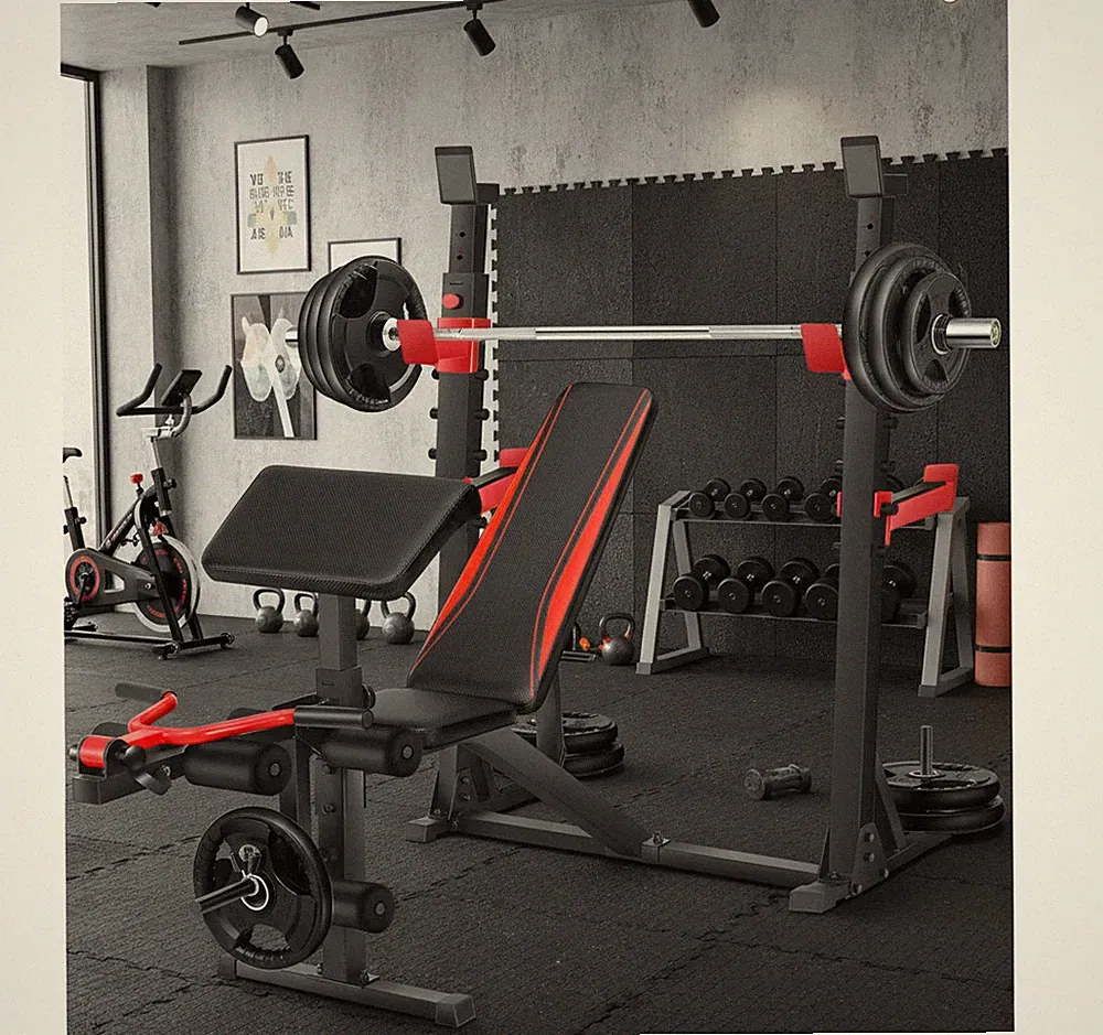 900lbs Adjustable Weight Bench Press w/Squat Rack Olympic Strength for Home Gym