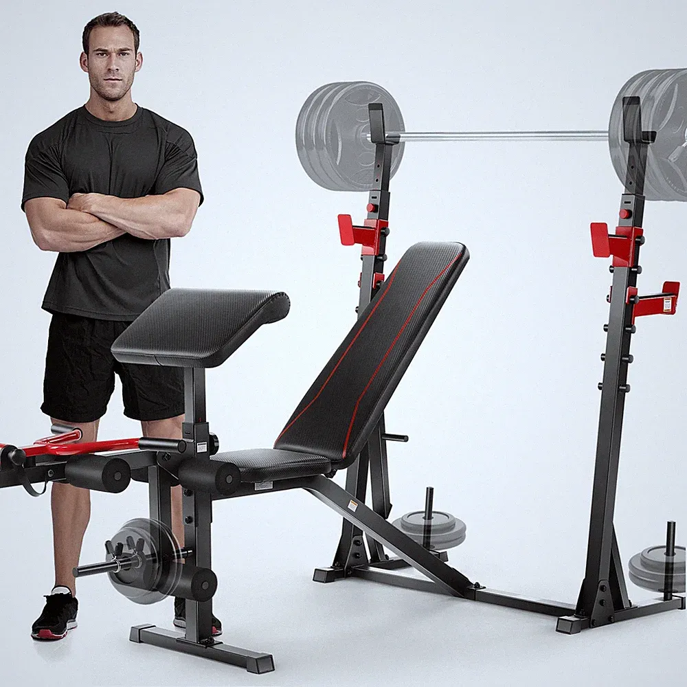 ⭐900LBS Adjustable Weight Bench Set with Leg Extension, Squat Rack for Home Gym⭐