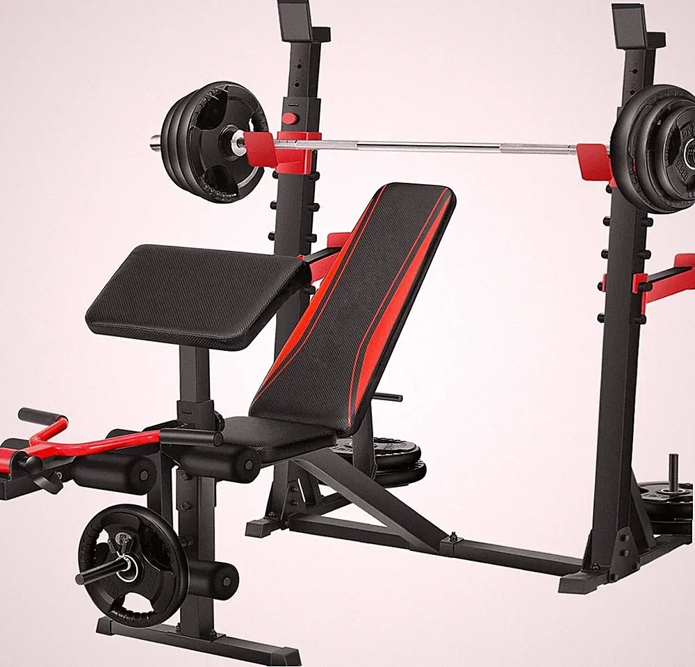 900LBS Olympic Weight Bench Set Adjustable Multi-Purpose Workout Bench Strength