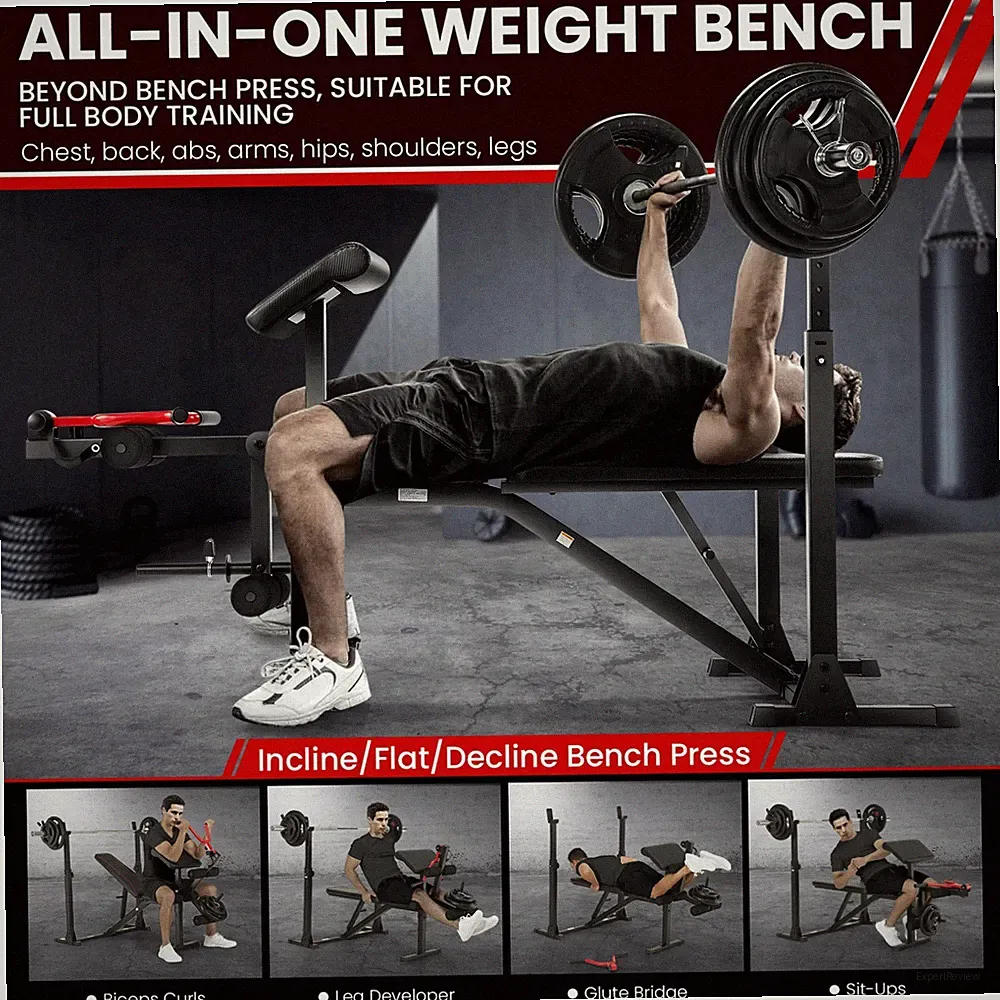 900LBS Olympic Weight Bench Set Adjustable Workout Bench Set with Barbell Rack:)
