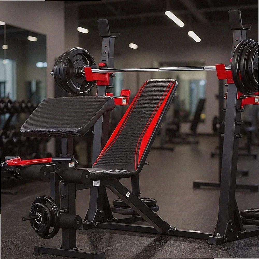 900LBS Professional Weight Bench Set with Barbell/Squat Rack Adjustable for Home