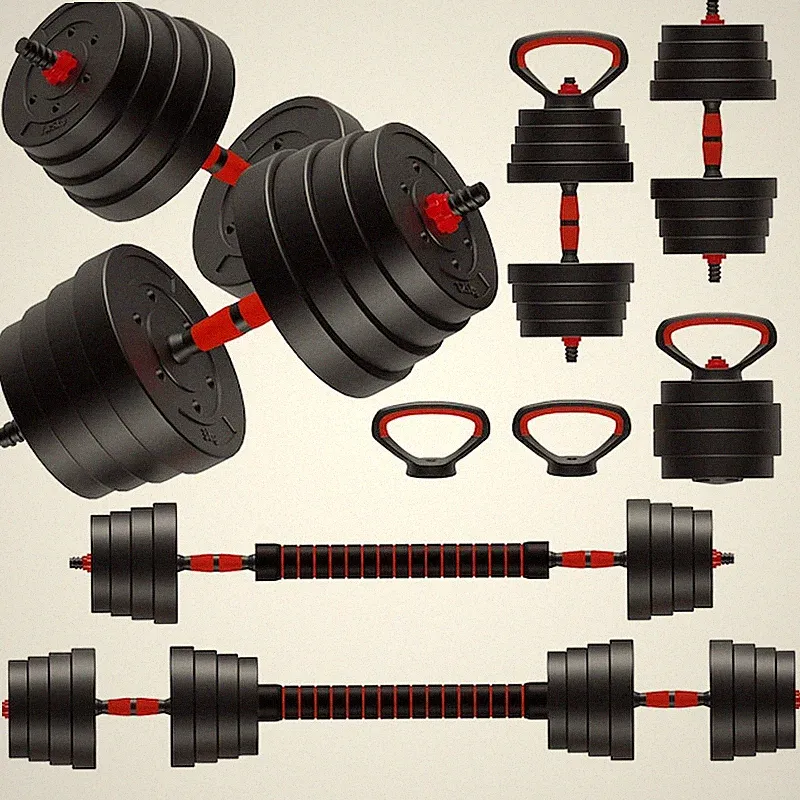 90LB 4-In-1 Adjustable Dumbbell Set Steel Barbells Kettlebells Pushup Stand