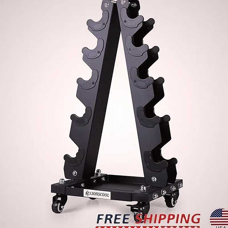 A Frame Dumbbell Rack W/ Wheels Compact Storage Neoprene Vinyl Weights New