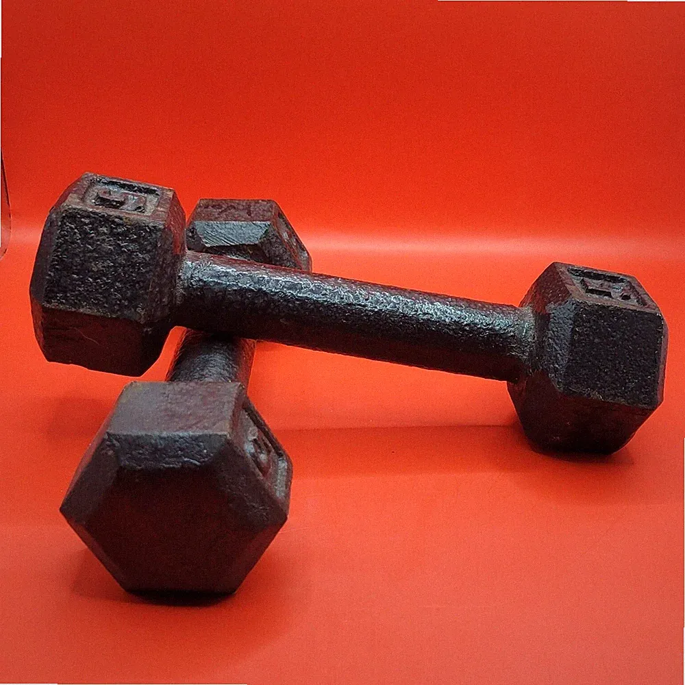 A Pair of 5lbs each Dumbbells - Iron - 10lbs total