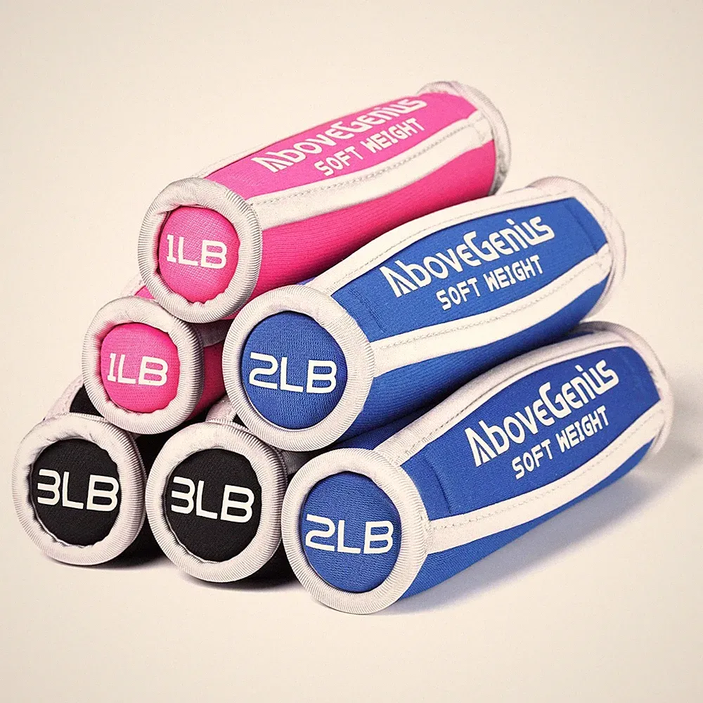AboveGenius Hand Weights for Women Men, 6pc Soft Dumbbell Set (1lb 2lb 3lb 4l...