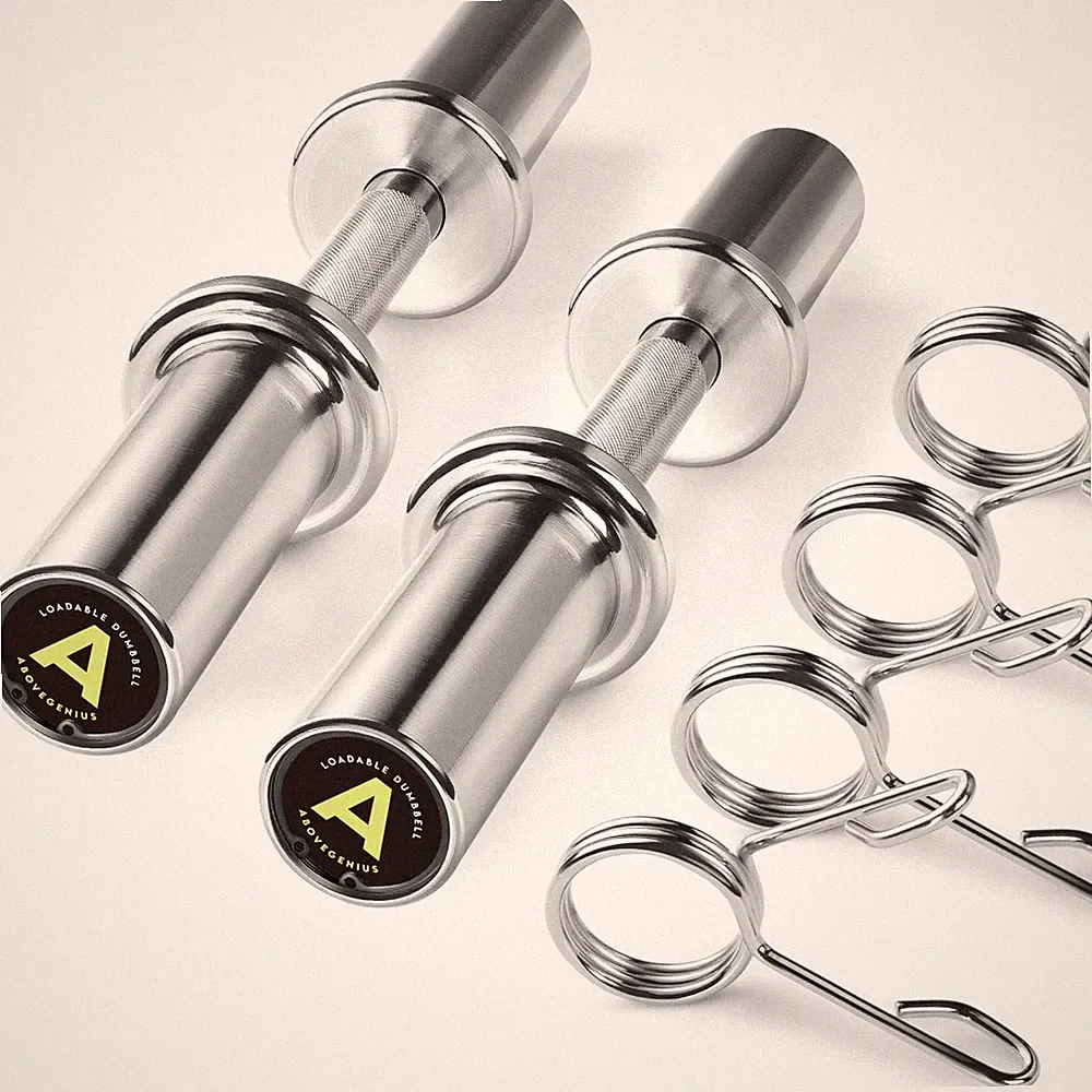 AboveGenius Pair 16" Olympic Dumbbell Handles, Loadable Dumbbell Bars 2-inch