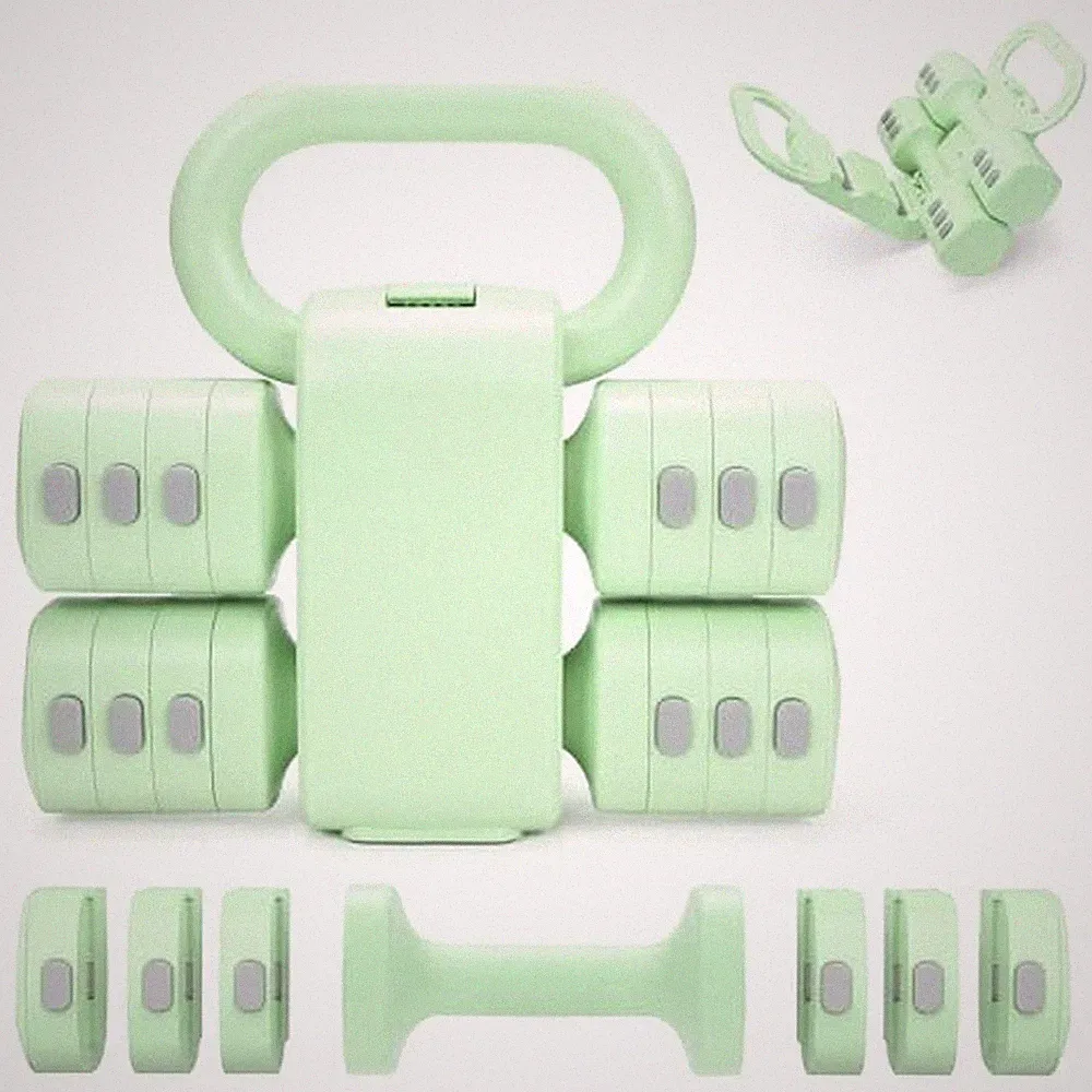Adjustable 2-in-1 Convertible Kettlebell & Dumbbells Green