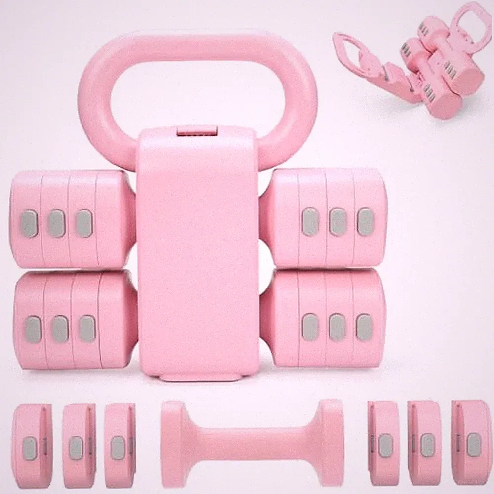 Adjustable 2-in-1 Convertible Kettlebell & Dumbbells Pink