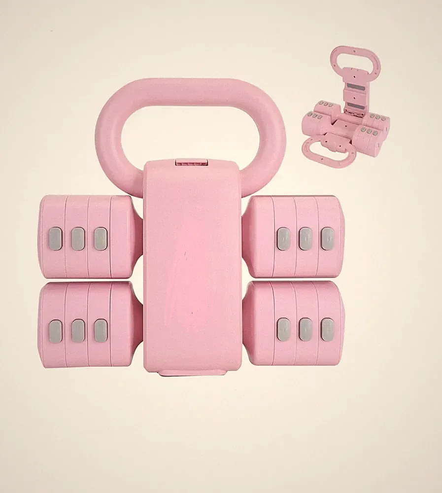 Adjustable 2 In 1 Dumbbell Kettlebell Set 2.2-5.5lbs Each Free Weights Pink