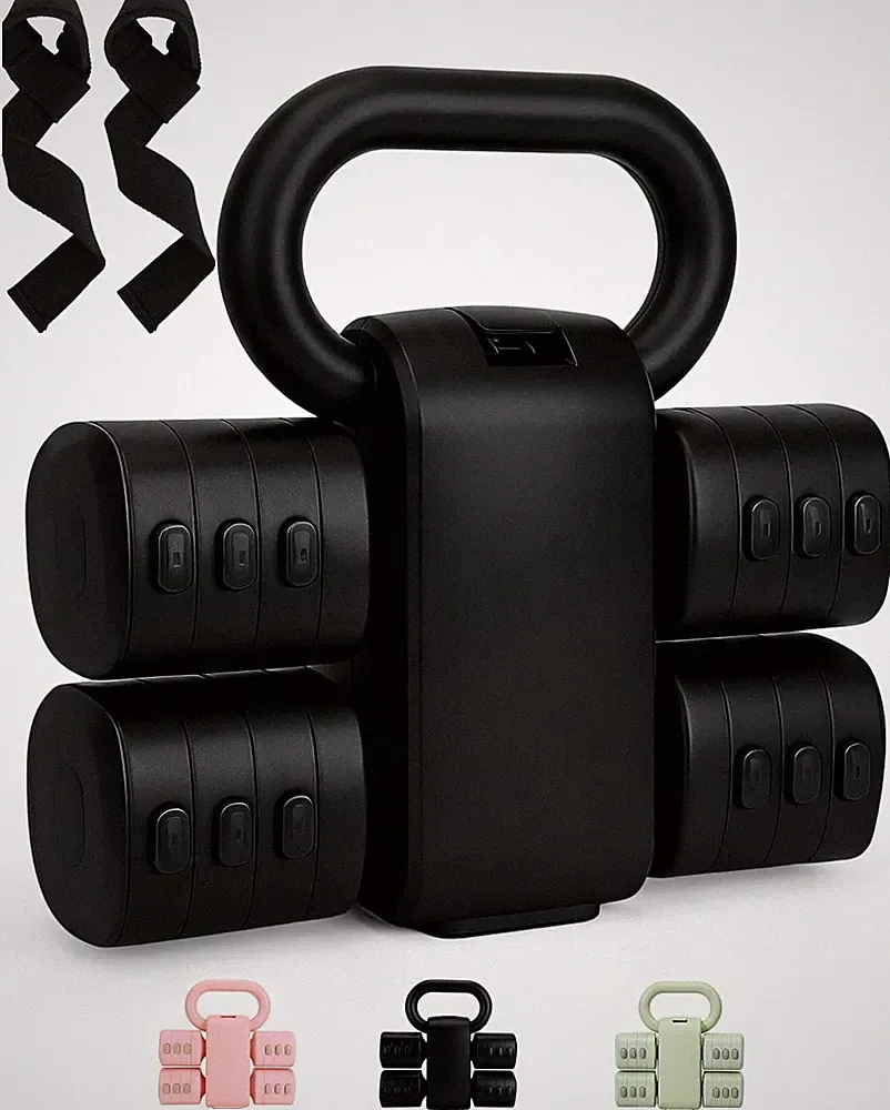 Adjustable 2-in-1 Dumbbell & Kettlebell Set Free Hand Weight 4.4lb~11lb Home Gym