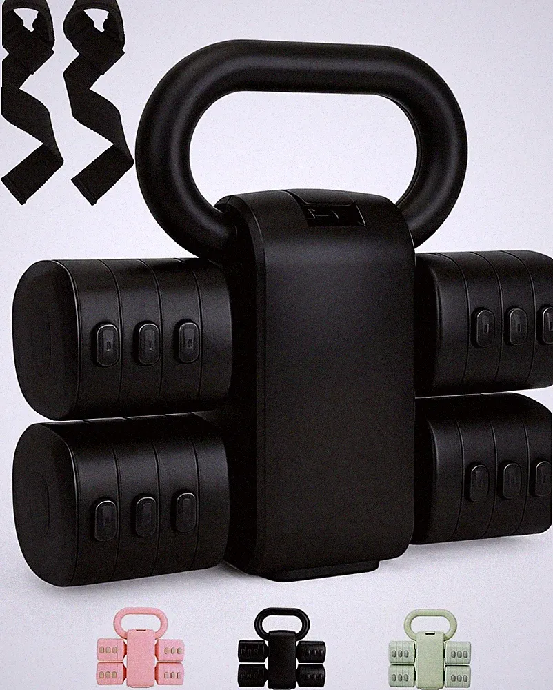 Adjustable 2-in-1 Dumbbell & Kettlebell Set Free Hand Weight 4.4lb~11lb Home Gym
