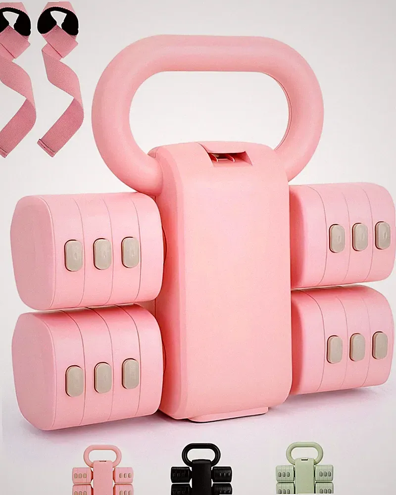 Adjustable 2-in-1 Dumbbell & Kettlebell Set, Hand Weight 4.4lb~11lb for Home Gym