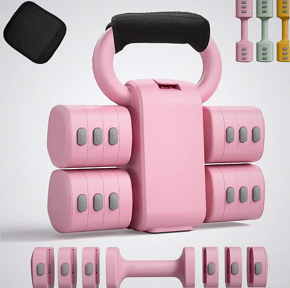 Adjustable 2-In-1 Dumbbell Set for Women - 4 Weights (2.2 to 12.1 Lbs)