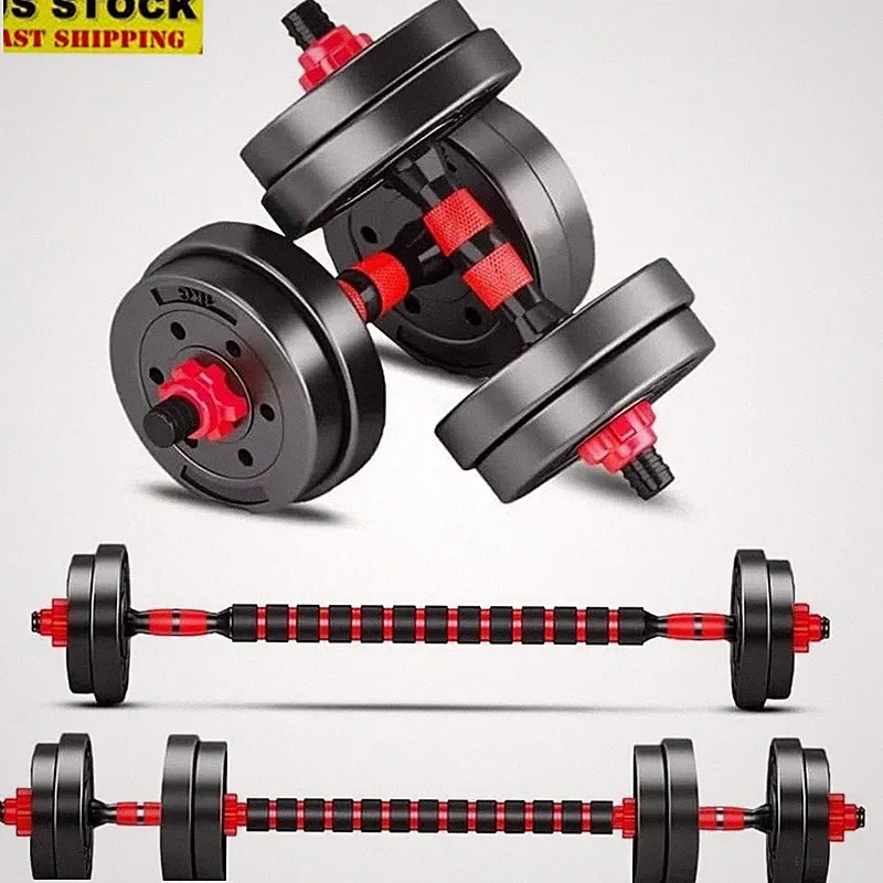 Adjustable 20lbs Dumbbells Set W/ Iron Sand Weight Plates Home Gym Fitness New