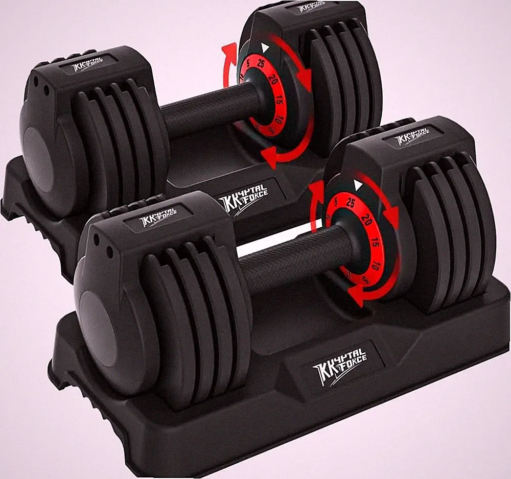Adjustable 25/55Lbs Dumbbells Set with Anti-Slip Metal Handle for Full Body Work