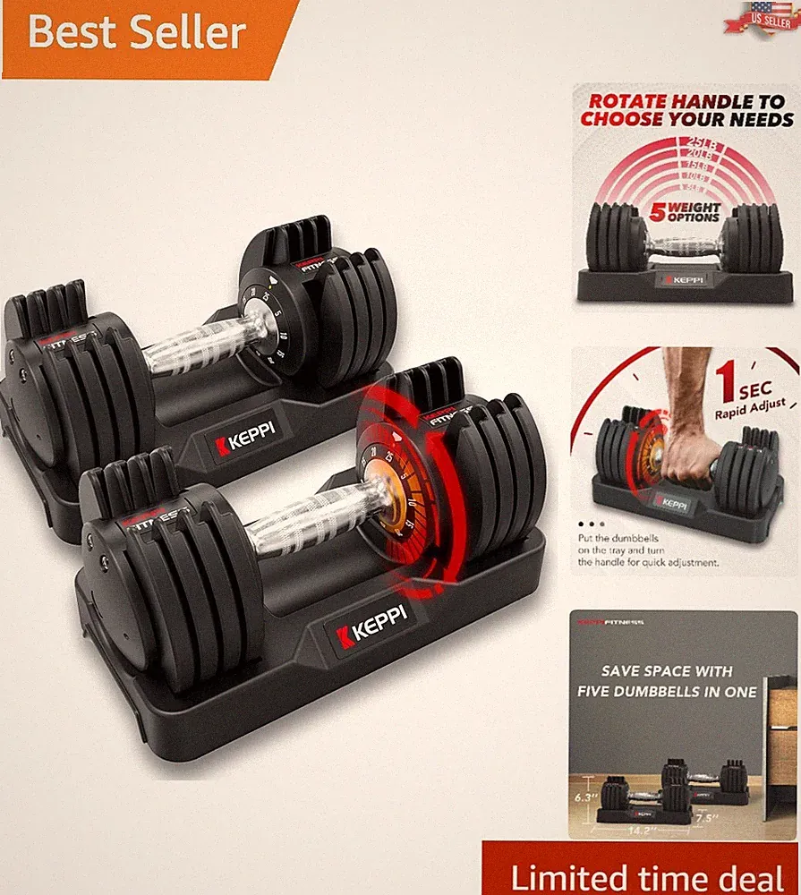 Adjustable 25lb/55lb Dumbbells Set with Anti-Slip Handle for Total Body Fitness