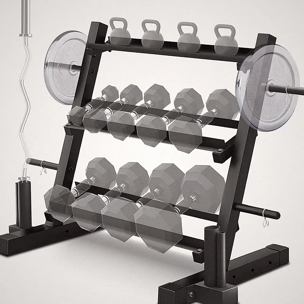Adjustable 3-Tier Dumbbell Rack - 1200LBS Capacity for Home Gym Fitness