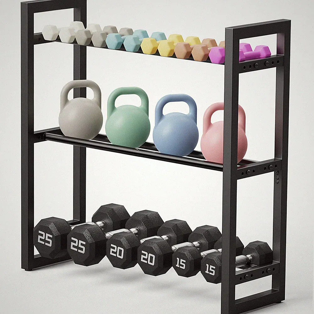 Adjustable 3-Tier Dumbbell Rack –Sturdy Heavy-Duty Metal Weight Storage Stand...
