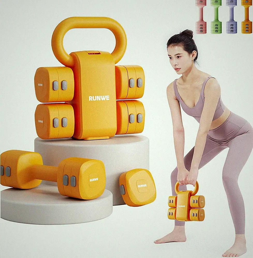 Adjustable 4-in-1 Dumbbell Kettlebell Set for Home Gym - Compact & Lightweight