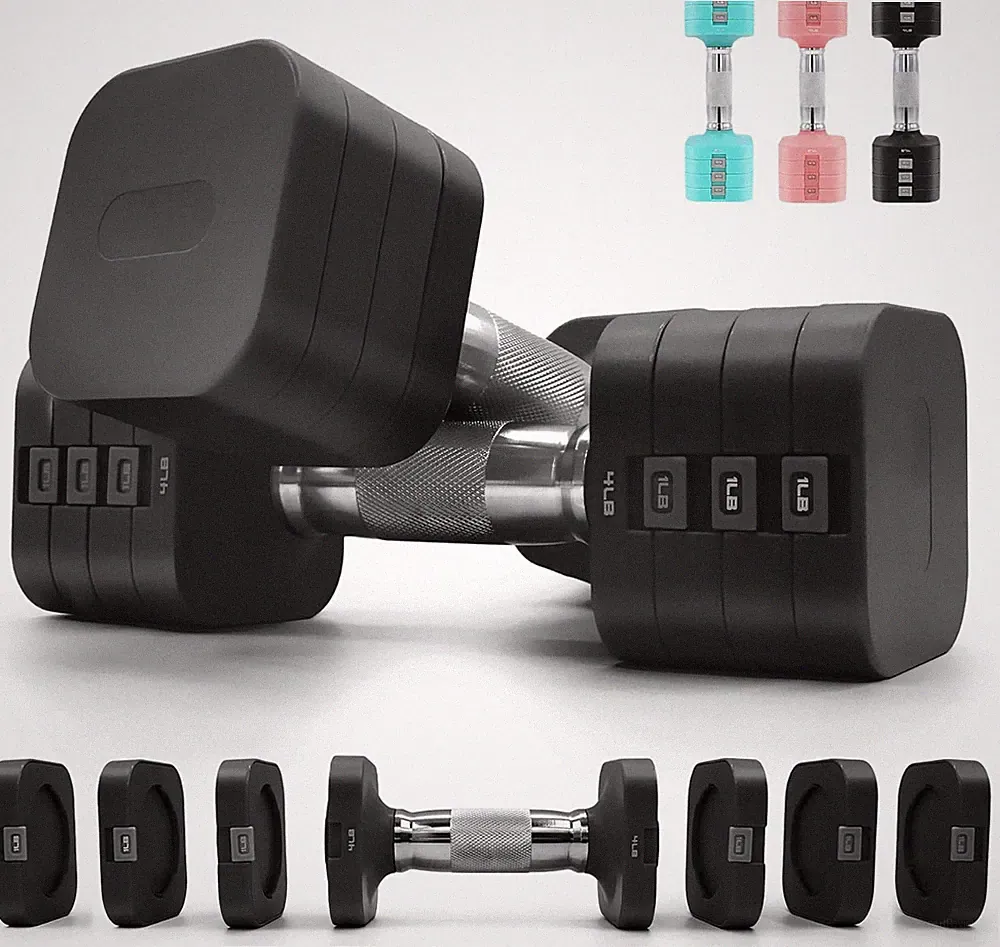 Adjustable 4-in-1 Dumbbell Set for Home Gym - 4 to 10 lbs, Non-Slip Handle