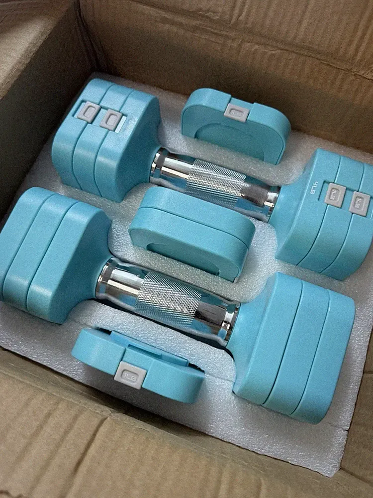 Adjustable 4 lb Dumbbell Set, 2pc Blue Metal/Plastic w/ Instruction Manual