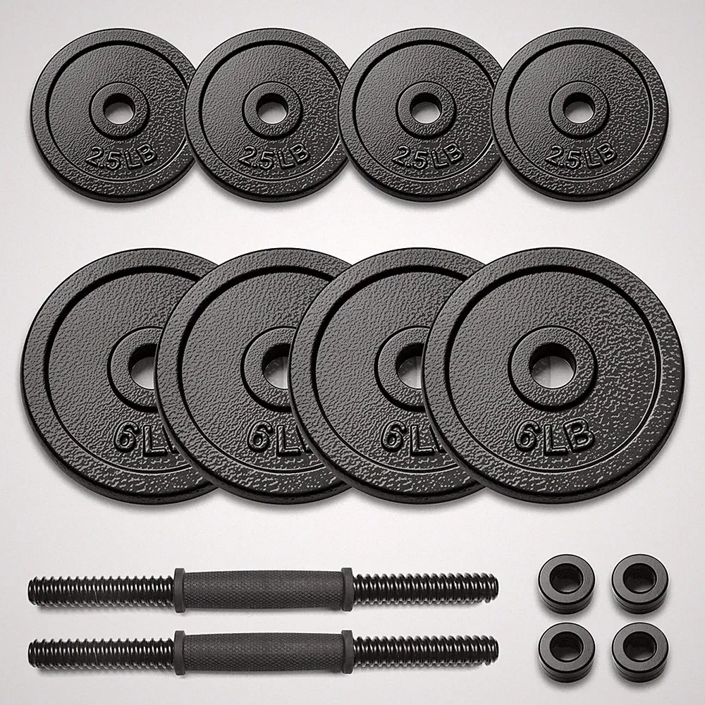 Adjustable 40LB Cast Iron Dumbbell Set for Standard Bars - Athletic Works