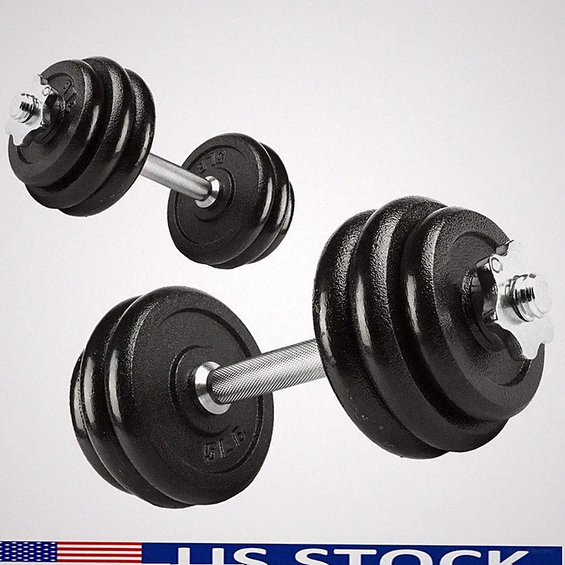Adjustable 40lb Cast Iron Dumbbell Set W/ Knurled Handle Spin Lock Collars New