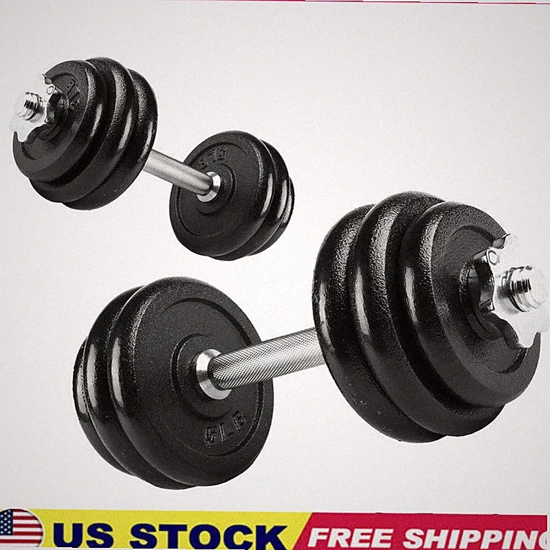 Adjustable 40lb Dumbbell Set Cast Iron Weight Fitness Ergonomic Grip Home Gym US