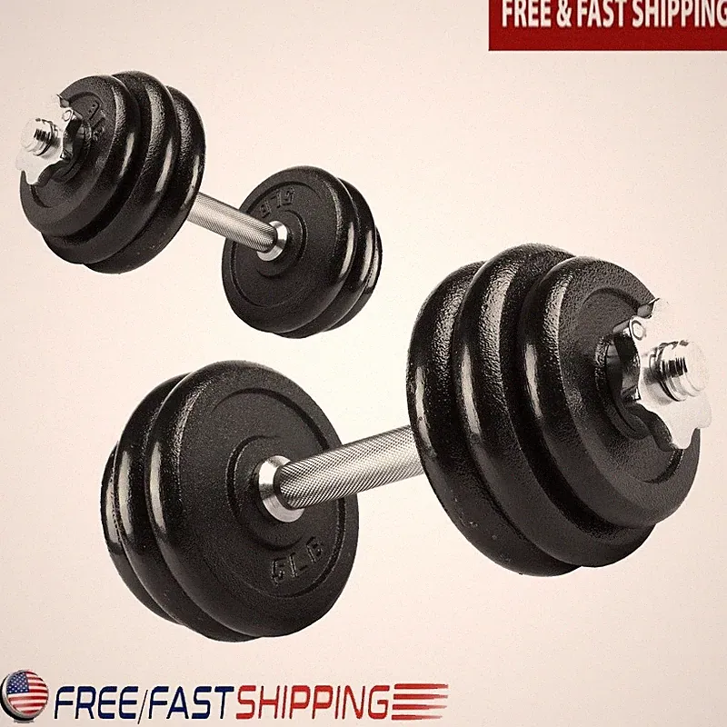 Adjustable 40lb Dumbbell Set Cast Iron Weights Home Gym Fitness Workout New